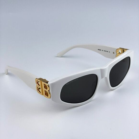 SALE! NEW Balenciaga BB0095S 012 White Gold Logo Grey Cat Eye Unisex Sunglasses main image 5